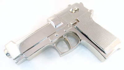 gun cut out silver belt buckle