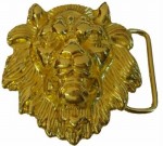  lion head cutout gold belt buckle