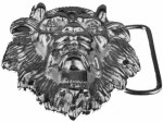  lion head cutout silver belt buckle