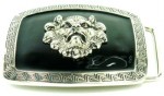  puma head silver on black w/ silver edge belt buckle