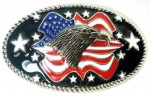  eagle head with usa flag on oval black belt buckle