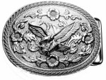  silver eagle on oval belt buckle western beltbuckle style