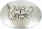  scorpion w/red eyes and stones on oval med silver belt buckle