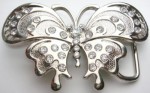  silver butterfly with stones belt buckle