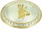  deer head with stones on oval big two tone belt buckle western beltbuckle style