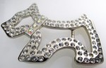  dog cut out silver with stones belt buckle