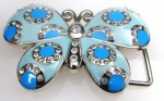  butterfly light blue with blue dots with stones belt buckle