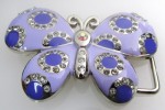  butterfly light purple with purple dots with stones belt buckle