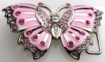  butterfly pink with hot pink dots belt buckle