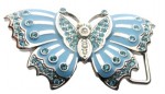  butterfly light blue with turquoise dots belt buckle