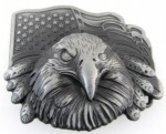  eagle head with usa flag behind gray color belt buckle