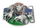  indians riding horses hunting a buffalo belt buckle western beltbuckle style