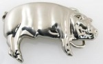  pig cut out silver tone belt buckle