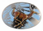  deer running oval belt buckle