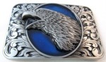  eagle head in circle blue and gray square belt buckle