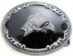  bass fish with black background oval belt buckle