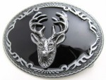  deer head with horns oval belt buckle