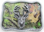  deer head with horns camouflage belt buckle