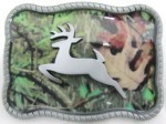  deer jumping camouflage belt buckle