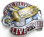  eagle on wheels ride to live  live to ride belt buckle