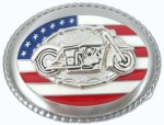  motorcycle with us flag belt buckle