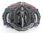  live to ride ride to live motorcicle belt buckle with biker and three bikes