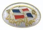  dominican republic small oval flag two tone belt buckle