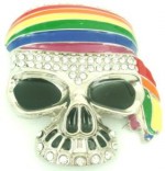  skull with gay pride flag bandanna cutout