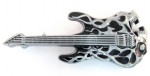  guitar with skull cutout gray and black belt buckle