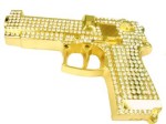  gun with stones cutout gold belt buckle