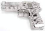  gun with stones cutout silver belt buckle