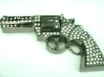  revolver with stones cutout gray belt buckle