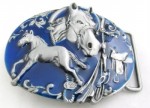  horse head with cub blue color oval belt buckle