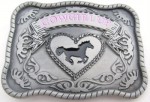  cowgirl up on gray frame with rope edges belt buckle