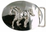  horse  on oval silver belt buckle western beltbuckle style