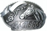  horse head sisters silver belt buckle western beltbuckle style