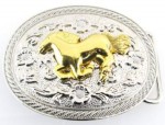  horse running two tone medium oval two tone belt buckle western beltbuckle style