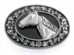  horse head black and gray small oval belt buckle western beltbuckle style