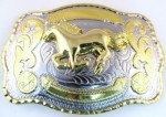  horse belt buckle western beltbuckle style two tone