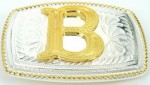  initial (b) small two tone belt buckle