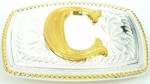  initial (c) small two tone belt buckle