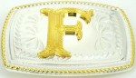  initial (f) small two tone belt buckle