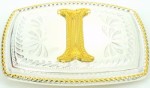  initial (i) small two tone belt buckle