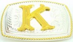  initial (k) small two tone belt buckle