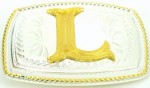  initial (l) small two tone belt buckle