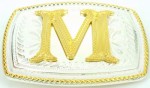  initial (m) small two tone belt buckle