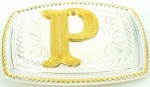  initial (p) small two tone belt buckle