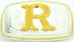  initial (r) small two tone belt buckle