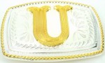  initial (u) small two tone belt buckle