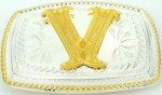  initial (v) small two tone belt buckle